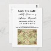 Antiek Wereldkaart #4 Aankondigingskaart (Voorkant / Achterkant)