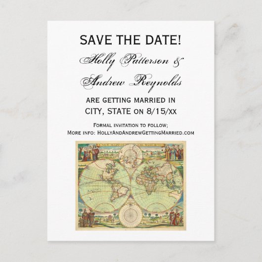 Antiek Wereldkaart #4 Aankondigingskaart (Voorkant)