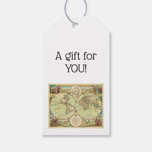 Antiek Wereldkaart #4 Cadeaulabel (Voorkant)