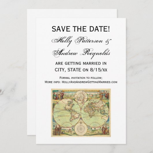 Antiek Wereldkaart #4 Kaart (Voorkant / Achterkant)