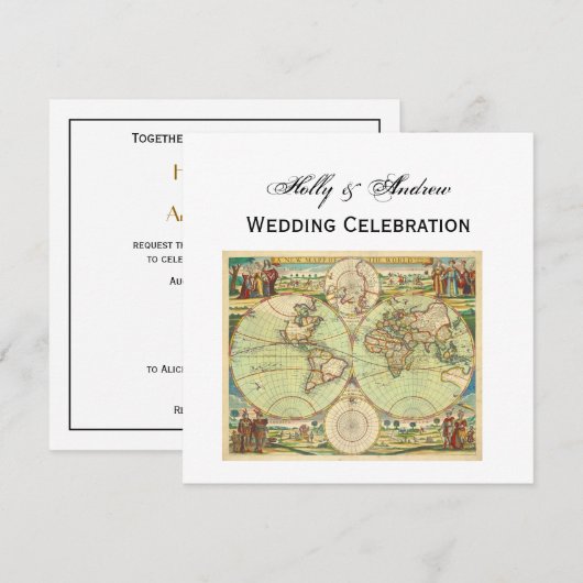 Antiek Wereldkaart #4 Kaart (Voorkant / Achterkant)