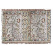 Antiek Wereldkaart aangepaste monogram gootdeken