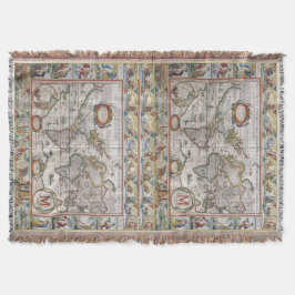 Antiek Wereldkaart aangepaste monogram gootdeken Deken