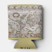 Antiek Wereldkaart aangepaste monogram koelbox Blikjeskoeler (Achterkant)