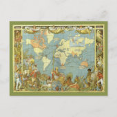 Antiek Wereldkaart,  adreswijziging Aankondigingskaart (Voorkant)