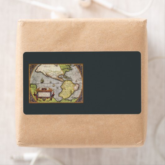 Antiek Wereldkaart Amerika, 1570 Etiket (Insitu)