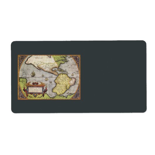 Antiek Wereldkaart Amerika, 1570 Etiket (Voorkant)