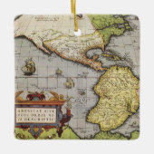 Antiek Wereldkaart Amerika, 1570 Keramisch Ornament (Voorkant)