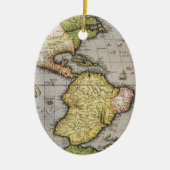 Antiek Wereldkaart Amerika, 1570 Keramisch Ornament (Voorkant)