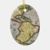 Antiek Wereldkaart Amerika, 1570 Keramisch Ornament (Achterkant)