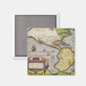 Antiek Wereldkaart Amerika, 1570 Magneet (Voorkant / Achterkant)