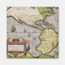 Antiek Wereldkaart Amerika, 1570 Magneet