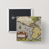 Antiek Wereldkaart Amerika, 1570 Vierkante Button 5,1 Cm (Voorkant /achterkant)