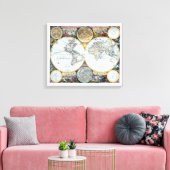 Antiek Wereldkaart, Atlas Maritimus van John Selle Canvas Afdruk (Insitu (Woonkamer))