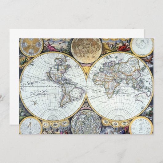 Antiek Wereldkaart, Atlas Maritimus van John Selle Kaart (Voorkant / Achterkant)