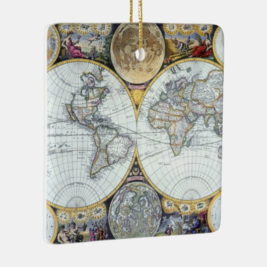 Antiek Wereldkaart, Atlas Maritimus van John Selle Keramisch Ornament (Rechts)