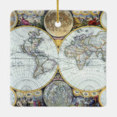 Antiek Wereldkaart, Atlas Maritimus van John Selle Keramisch Ornament (Achterkant)