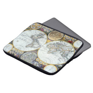 Antiek Wereldkaart, Atlas Maritimus van John Selle Laptop Sleeve