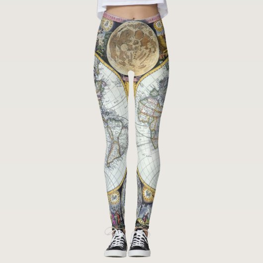 Antiek Wereldkaart, Atlas Maritimus van John Selle Leggings (Voorkant)
