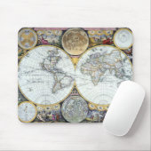 Antiek Wereldkaart, Atlas Maritimus van John Selle Muismat (Met muis)