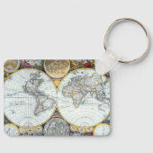 Antiek Wereldkaart, Atlas Maritimus van John Selle Sleutelhanger (Voorkant)