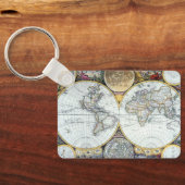 Antiek Wereldkaart, Atlas Maritimus van John Selle Sleutelhanger (Achterkant)