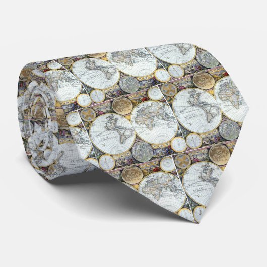 Antiek Wereldkaart, Atlas Maritimus van John Selle Stropdas (Opgerold)