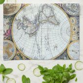 Antiek Wereldkaart, Atlas Maritimus van John Selle Theedoek (Gevouwen)