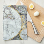 Antiek Wereldkaart, Atlas Maritimus van John Selle Theedoek (Quarter Fold)