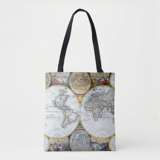 Antiek Wereldkaart, Atlas Maritimus van John Selle Tote Bag (Voorkant)