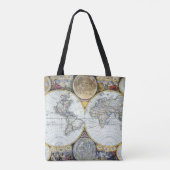 Antiek Wereldkaart, Atlas Maritimus van John Selle Tote Bag (Achterkant)