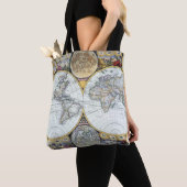 Antiek Wereldkaart, Atlas Maritimus van John Selle Tote Bag (Dichtbij)
