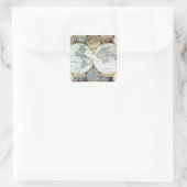 Antiek Wereldkaart, Atlas Maritimus van John Selle Vierkante Sticker (Tas)