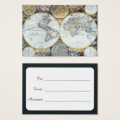 Antiek Wereldkaart, Atlas Maritimus van John Selle Visitekaartjes (Voorkant /achterkant)