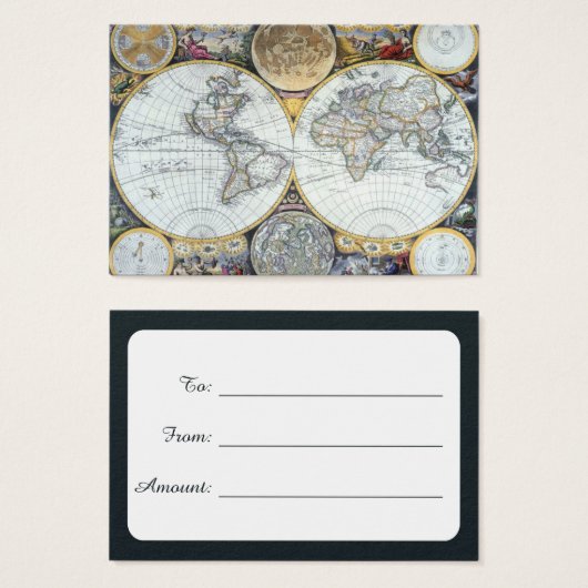 Antiek Wereldkaart, Atlas Maritimus van John Selle Visitekaartjes (Voorkant /achterkant)