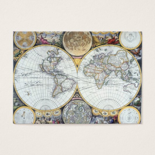 Antiek Wereldkaart, Atlas Maritimus van John Selle Visitekaartjes (Voorkant)