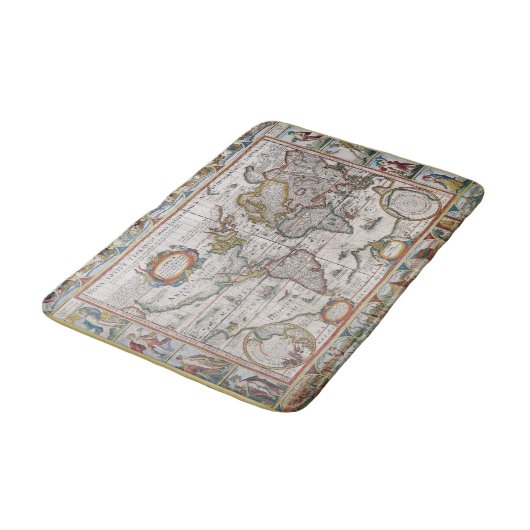 Antiek Wereldkaart badmat (Gekanteld)