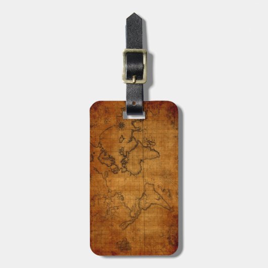Antiek Wereldkaart Bagagelabel (Voorkant verticaal)