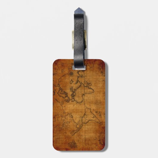 Antiek Wereldkaart Bagagelabel (Achterkant verticaal)
