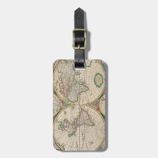 Antiek Wereldkaart Bagagelabel (Voorkant verticaal)