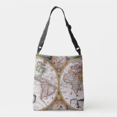 Antiek Wereldkaart Beige Crossbody Tas (Achterkant)