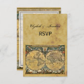Antiek Wereldkaart, BG RSVP met onderdruk (Voorkant / Achterkant)
