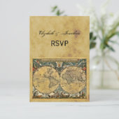 Antiek Wereldkaart, BG RSVP met onderdruk Kaartje (Staand voorkant)