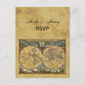 Antiek Wereldkaart, BG RSVP met onderdruk Uitnodiging Briefkaart (Voorkant)