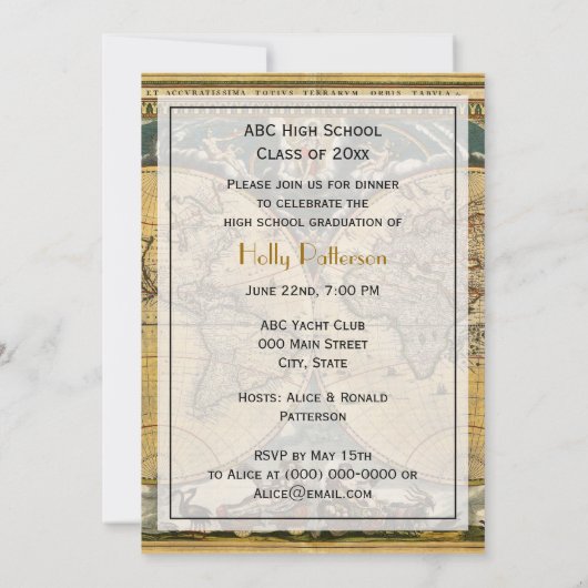 Antiek Wereldkaart, BG V-Afstuderen Kaart (Achterkant)