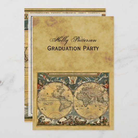 Antiek Wereldkaart, BG V-Afstuderen Kaart (Voorkant / Achterkant)