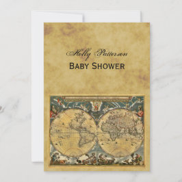 Antiek Wereldkaart, BG V-Baby shower Kaart