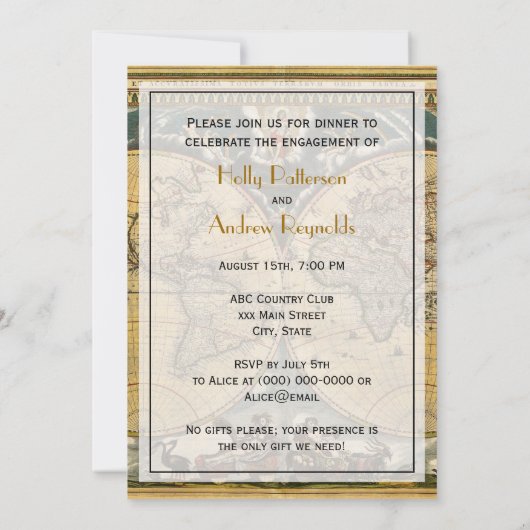 Antiek Wereldkaart, BG V-Verloving Kaart (Achterkant)