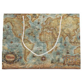 antiek wereldkaart bij nood large cadeautasje (Voorkant)