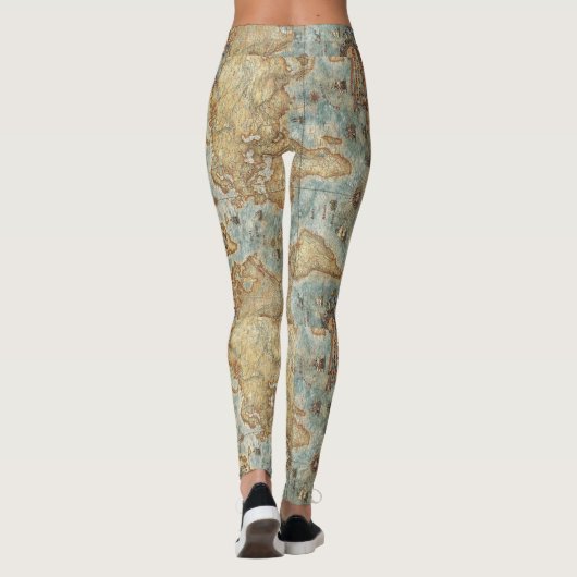  antiek wereldkaart bij nood leggings (Achterkant)